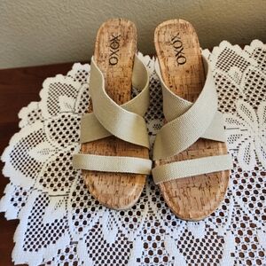 XOXO Tan Wedge Cork Heel Sandals